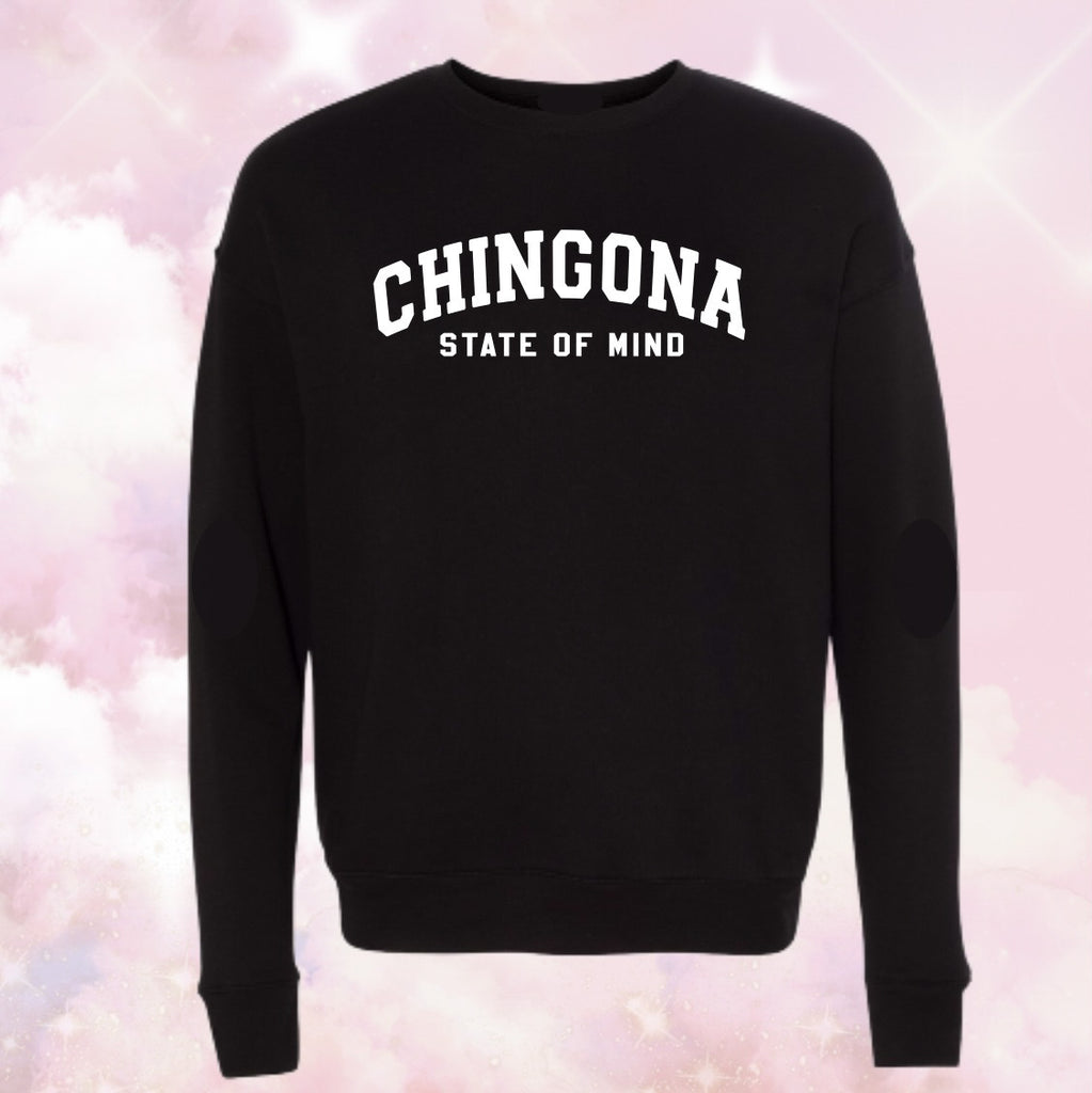 *Pre-Order Chingona State of Mind Crewneck Sweatshirt (Unisex) Black Varsity