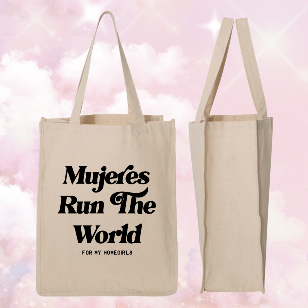 Mujeres Run The World canvas tote bag