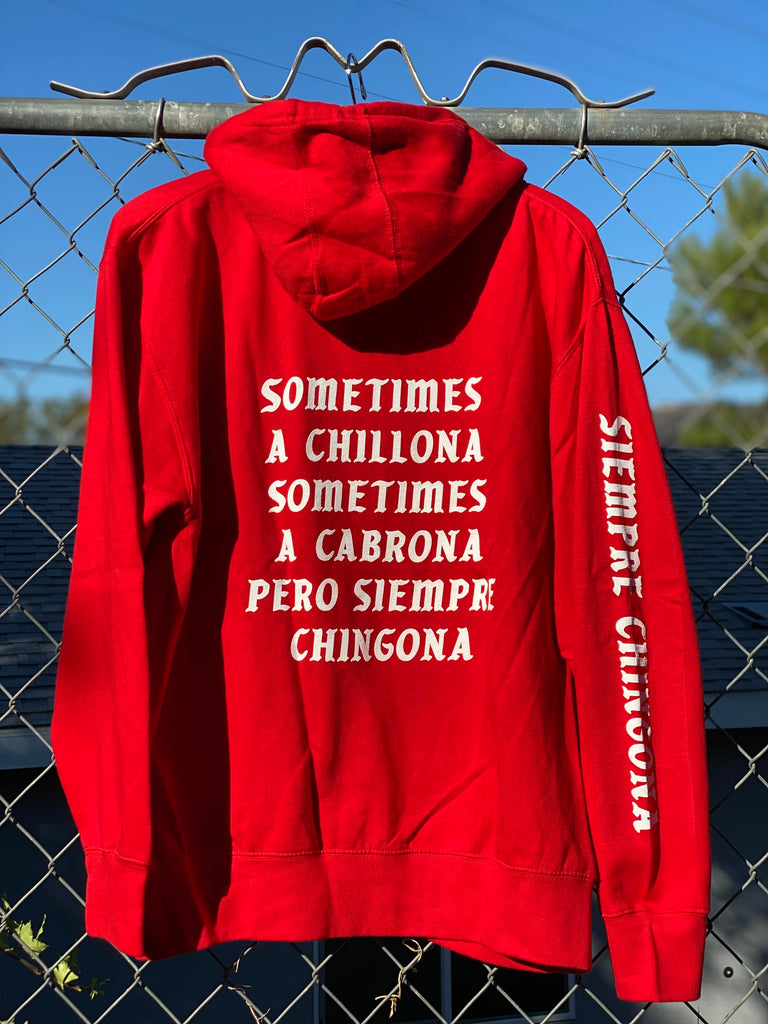Red Siempre Chingona Zip Up Hoodie - Unisex Medium